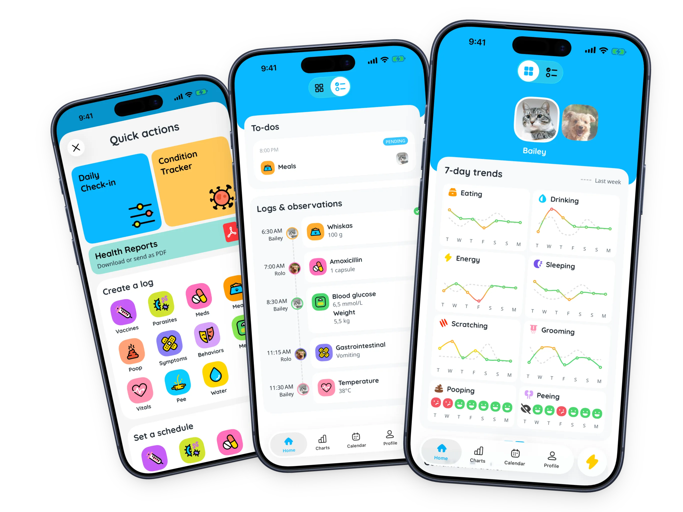 Petfetti app screens on iPhone